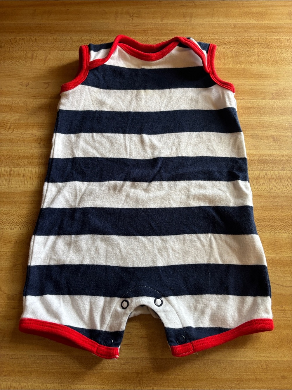 Carter's Navy and White Striped Sleeveless One-Piece with Red Trim